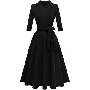 Women's Vintage Tea Dress Fall Fit Flare 3/4 Sleeve Elegant Cocktail Formal